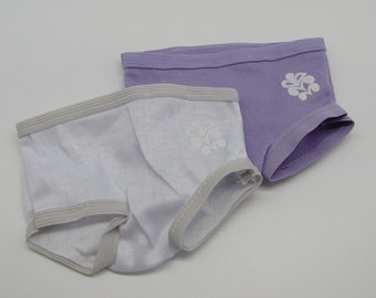 18" Doll Underwear w Flower Two Pack: Purple & White