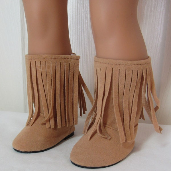 18" Doll Long Fringe Boots: Tan