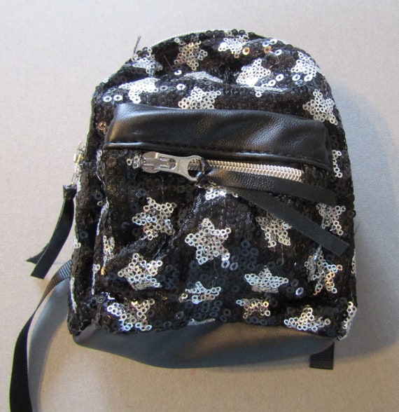 18 Inch Doll Star Sequin Backpack: Black & Silver - Etsy display picture 2