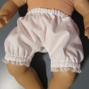 15 inch Baby Doll Handmade Bloomers: White