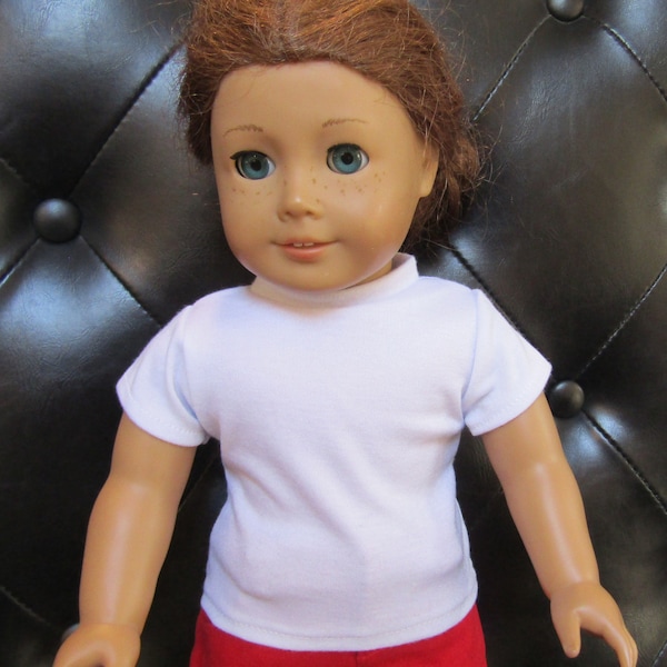 18" & 15" Basic Doll T-Shirt in 4 Colors: Red, White, Black and Pink