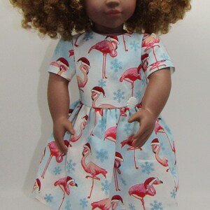 18&quot; Doll Handmade Flamingo Christmas Dress