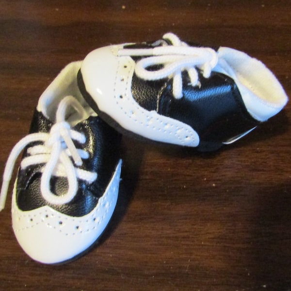 18" & 15" Doll Saddle Oxford Shoes: Black and White