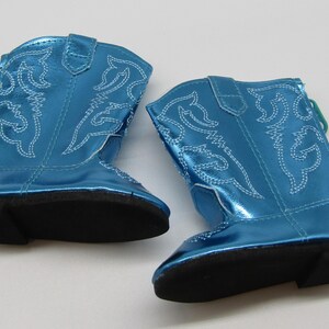 Western Boots w Embroidery 18 inch Doll: Metallic Teal