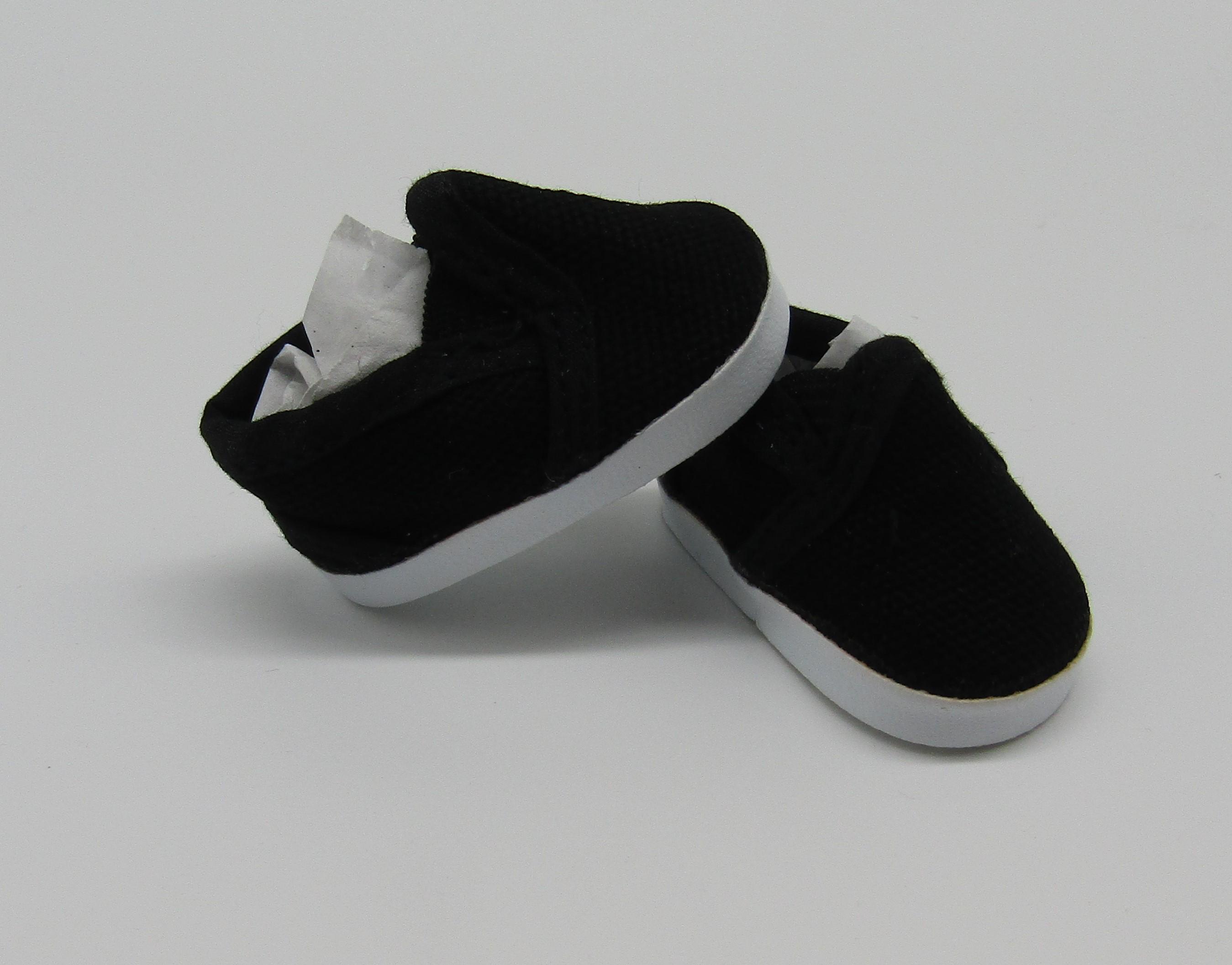 Small 14 inch  Doll Canvas Shoes: Black