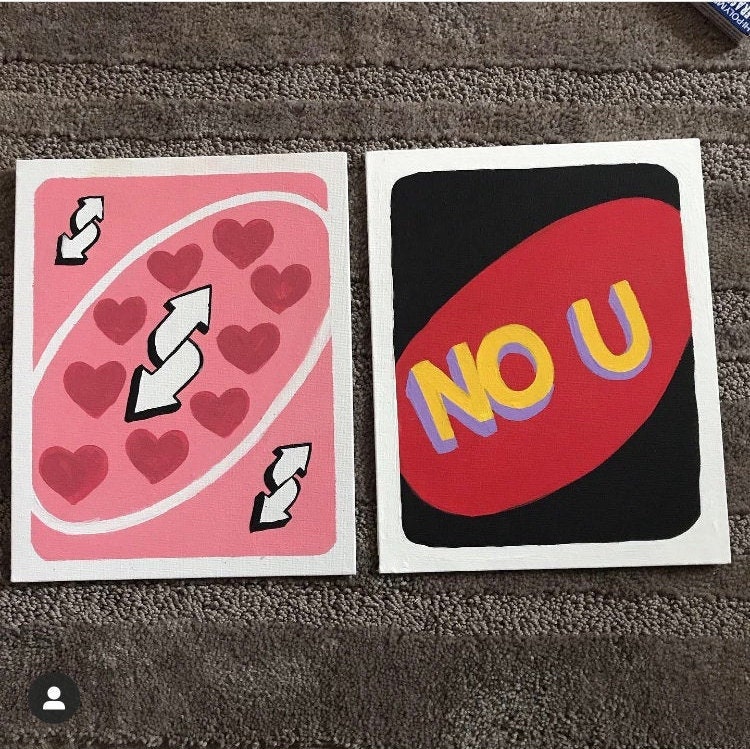 Uno No U And Reverse Card Paintings Etsy