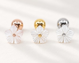 Shell Flower Cartilage Earring, Titanium  Surgical Steel Conch Helix Piercing 16G,20G,21G