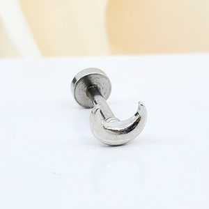 16G Moon Surgical Steel Labret Internally Threaded Piercing/ Tragus/ Conch /Helix/ Cartilage Piercing