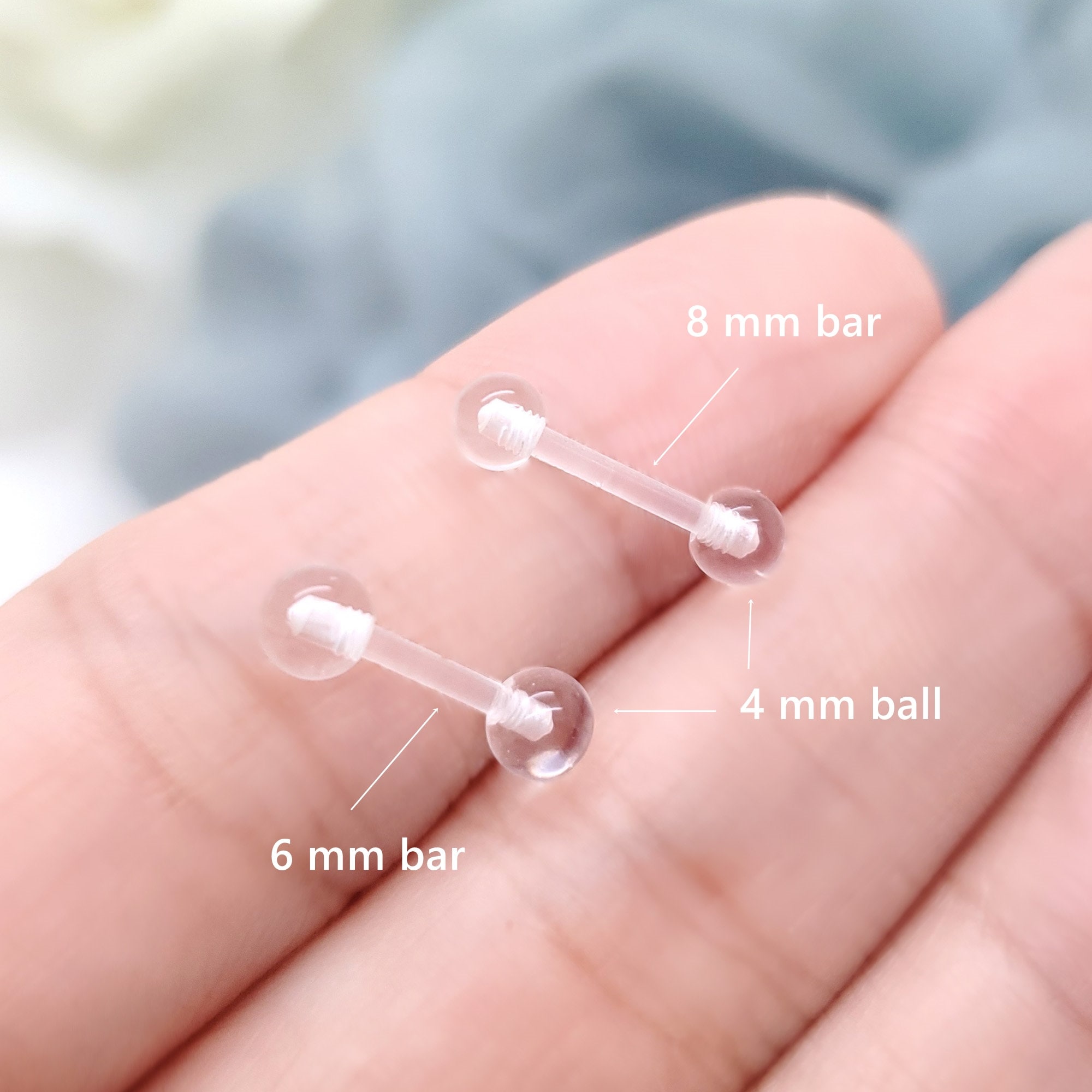 16G Bioflex Bioplast Piercing Clear Retainer With Ball Ends Etsy