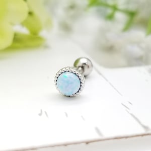 16G Blue Opal Stud Surgical steel Cartilage Earring/ Conch/ Tragus/ Helix Piercing