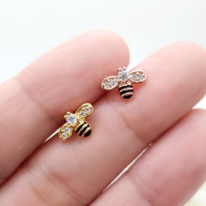 16G  Mini Bee Surgical Steel Stud Earring/Cartilage/ Helix Piercing