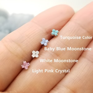 16G Tiny Cute Flower Surgical Steel Stud Piercing, Cartilage Earring, Helix Piercing