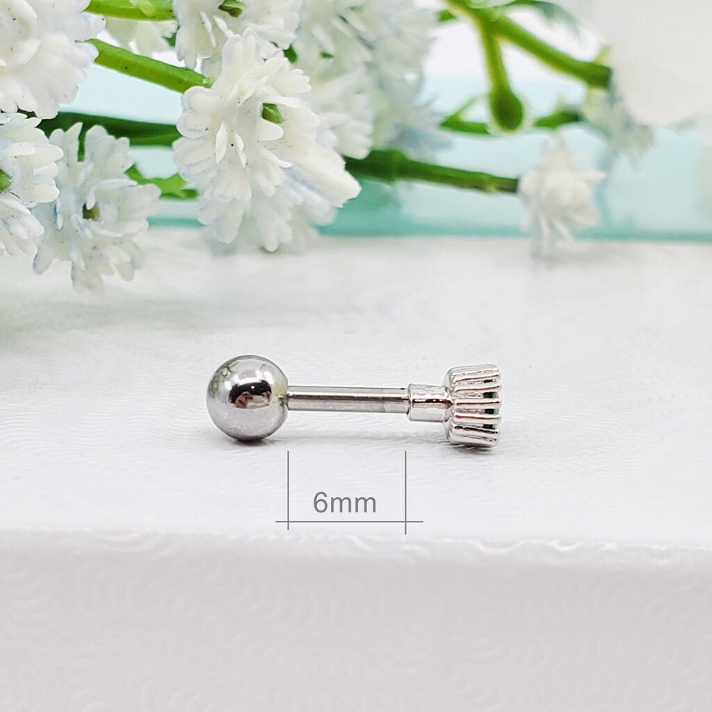 Set Di 6 Orecchini A Perno Per Cartilagine 16G - Acciaio Inox Ipoallergenico - Forme: Farfalla, Cuore, Cerchio, Luna - Regalo Con Confezione