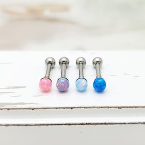 16G, 3mm Opal Candy Ball  Stud Surgical steel Earring Cartilage/ Conch/ Helix Piercing