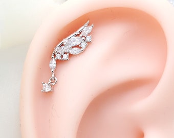 16G Ängelvinge Örhänge med Brosk, Helix Piercing med Cubic Zirconia