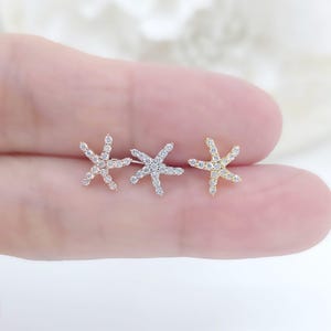 16G,20G,21G Dainty Starfish Cartilage Surgical Steel Stud Earring, Beach-Themed Helix Piercing, Ocean-Inspired Conch, Ear Lobe Piercing