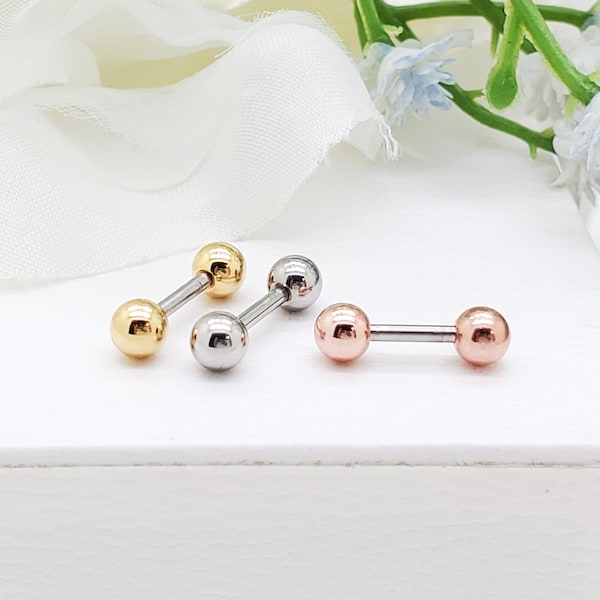 Barbell Surgical Steel with 4mm ball Earring Piercing