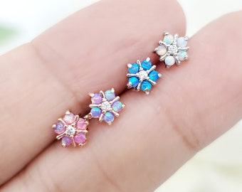 Opalblommaörhänge med brosk, Helix-piercing i titan och kirurgiskt stål 16G, 20G, 21G