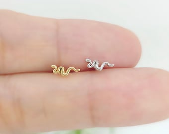 Tiny Wiggly Snake Stud Earring, Surgical Steel Conch Helix