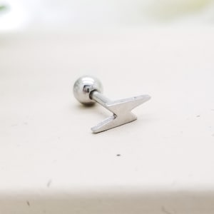 16G lightning bolt Whole Surgical Steel cartilage earring, tiny Helix, Conch Piercing