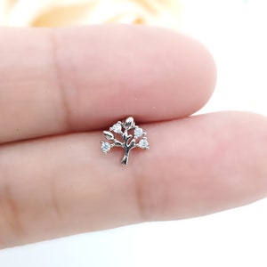 16G Crystal Tree Surgical Steel Stud Earring, Cartilage Conch Helix Piercing