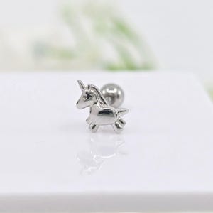16G,20G,21G Tiny Unicorn Surgical Steel Stud Cartilage Earring, Cute Animal Conch Stud Piercing, Helix Jewelry Piercing, Ear lobe Earring