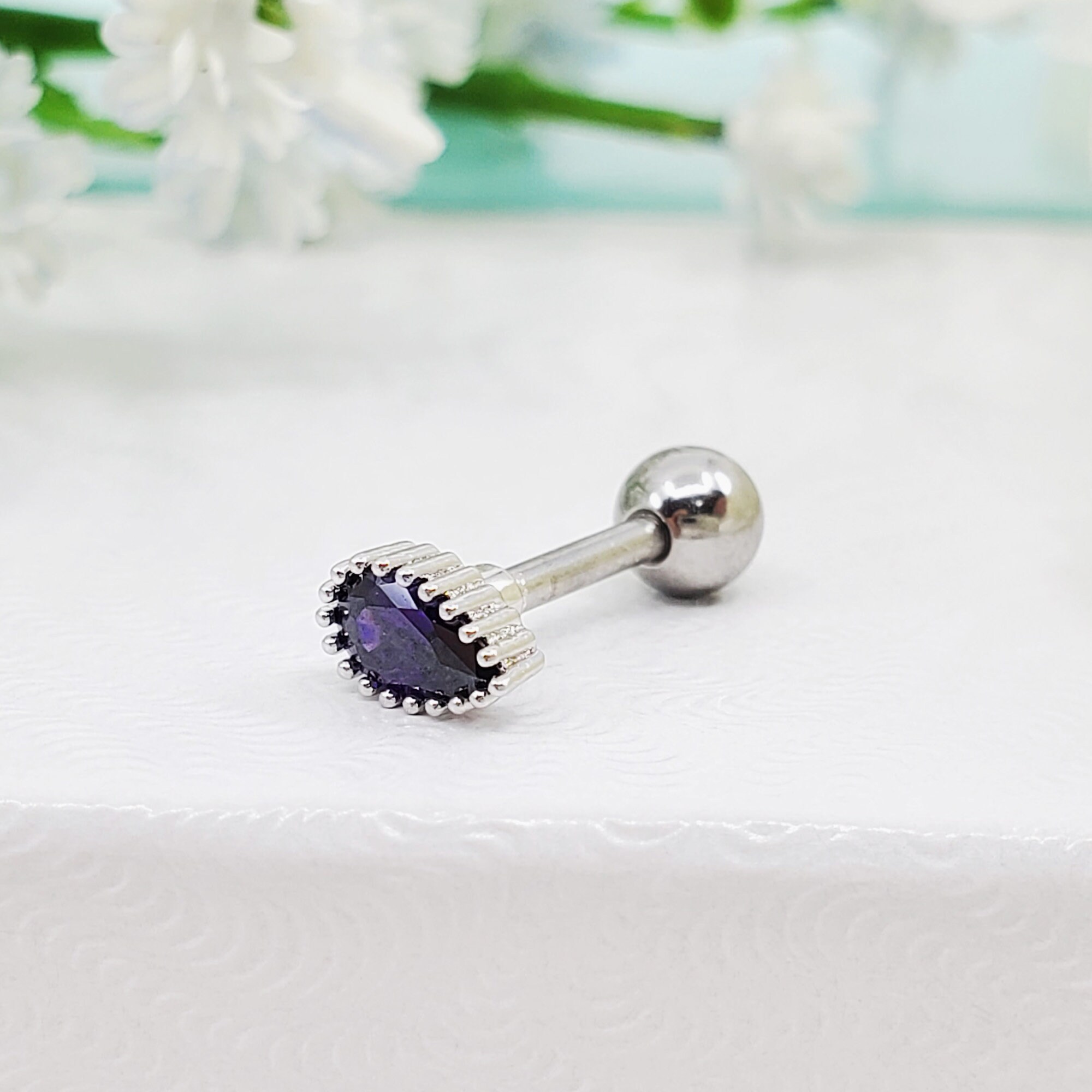 Set Di 6 Orecchini A Perno Per Cartilagine 16G - Acciaio Inox Ipoallergenico - Forme: Farfalla, Cuore, Cerchio, Luna - Regalo Con Confezione