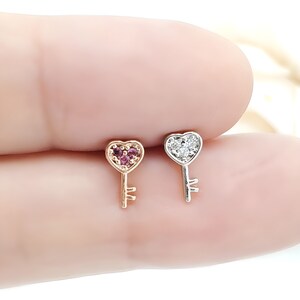 16G Heart Key Cartilage Piercing, Conch, Helix High Quality Surgical Steel Earring