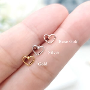 16G,20G,21G Plain Heart Line Tragus Piercing ,Cartilage, Tragus, Conch, Helix Surgical Steel Earring, Ear lobe piercing, Gift for Her