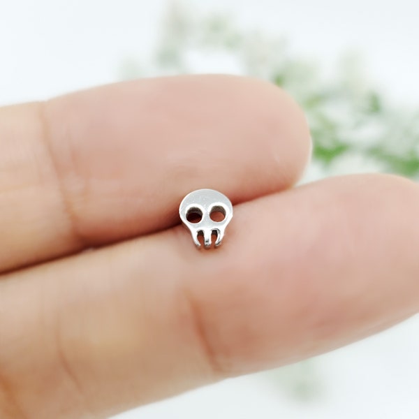 16G Skull Whole Surgical Steel cartilage earring, tiny Helix, Conch Piercing