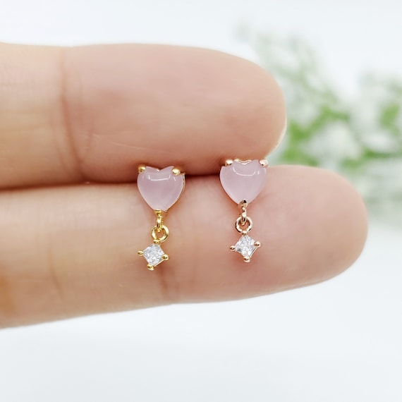 Cartilage Ball Back Dangling Pink Heart Barbell Cartilage Ball Back Dangling Pink Heart Barbell