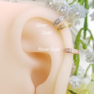 18G Round Zircon Hoop One Touch, Clicker Earring, Helix Cartilage Tragus Daith Piercing