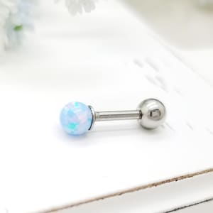 16G Blue Opal 4mm Ball Stud Surgical steel Earring Cartilage/ Conch/ Helix Piercing