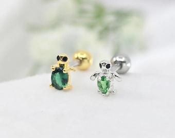 16G Grön Kubisk Zirconia Sköldpadda Kirurgiskt Stål Örhänge/Broskknölpiercing/Helix Piercing