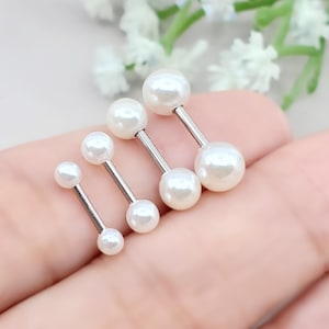 16G Double Side Pearls 3mm,4mm, 5mm Cartilage Earring/ Cartilage/ Helix/ Conch Piercing, Earring