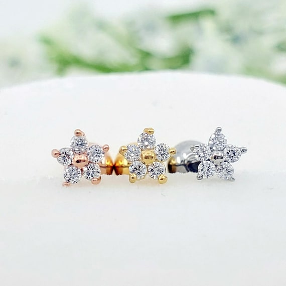 16G Dazzling Petite Floral Surgical Steel Stud Earring