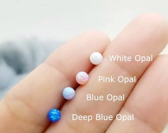 Pendiente de acero quirúrgico con forma de bola de caramelo de ópalo colorido de 16 g y 4 mm para perforación de cartílago, caracola y hélice.