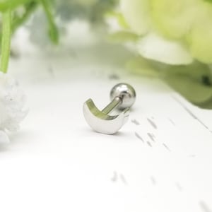 16G Moon Whole Surgical Steel Stud ,Cartilage Tragus, Earring, Helix Piercing
