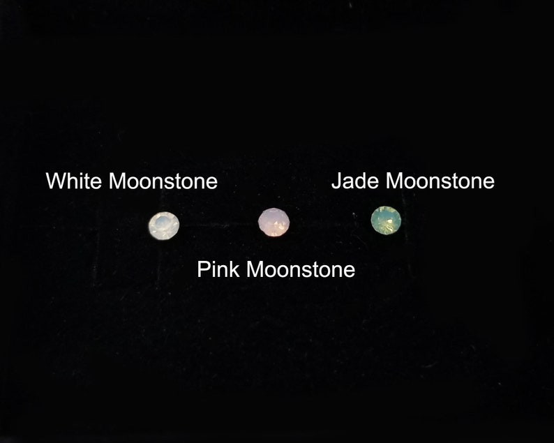 16G Tiny 2.5mm Moonstone Surgical Steel Stud Tragus Piercing Cartilage Earring Helix Piercing