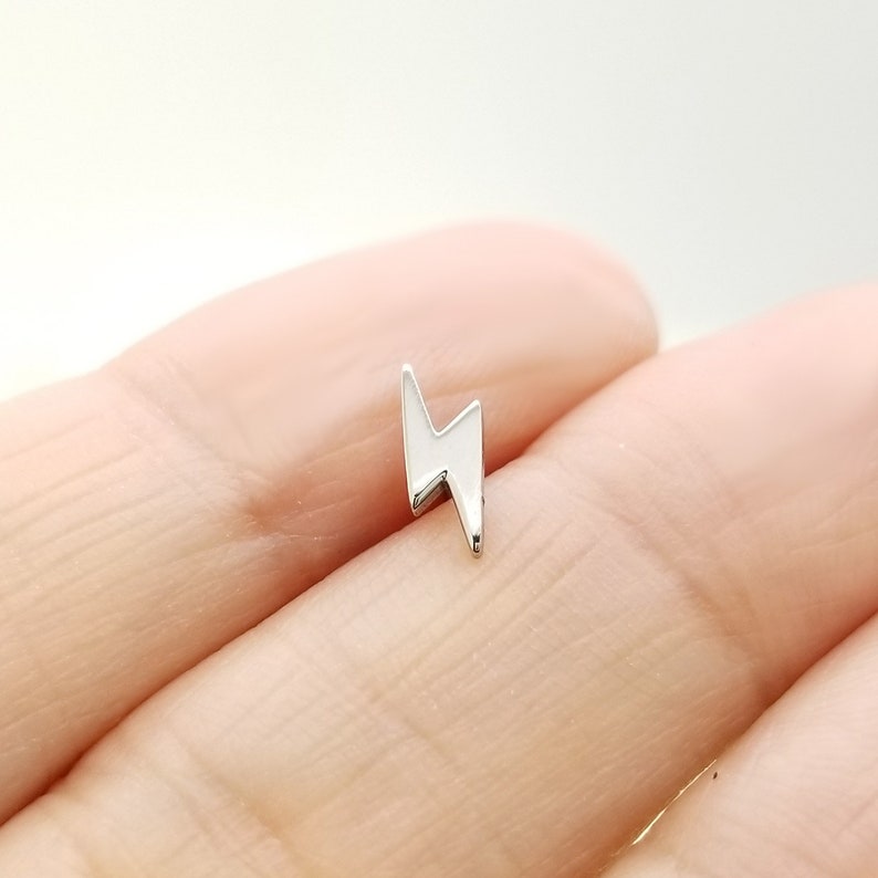 16G Lightning Bolt Whole Surgical Steel Cartilage Earring Etsy