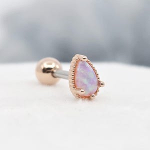 Stilvolle Rose Gold Teardrop Opal Bolzen für Knorpel chirurgischen Stahl Bolzenohrring, Conch Helix Piercing, Ohrläppchen Piercing