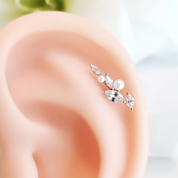 Orecchini In Tanio Con Piercing All'orecchio, Cartilagine, Trago, Filettatura Interna, Cristallo CZ, Labret, Anello, Elica, Gioielli Per Il Corpo 16G - Foto 6