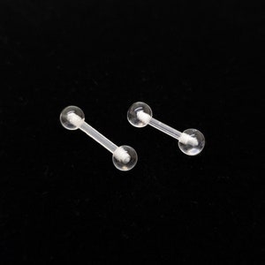Piercing Bioflex Bioplast de 16 g, retenedor transparente con extremos de bola, barra para cartílago