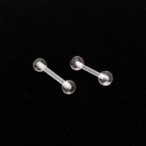 16G Bioflex  Bioplast Piercing clear retainer with ball ends Cartilage Barbell