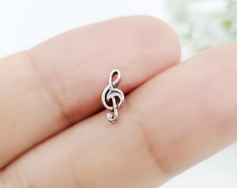 16G Treble Clef Whole Surgical Steel Stud, Cartilage Earring, Helix Piercing