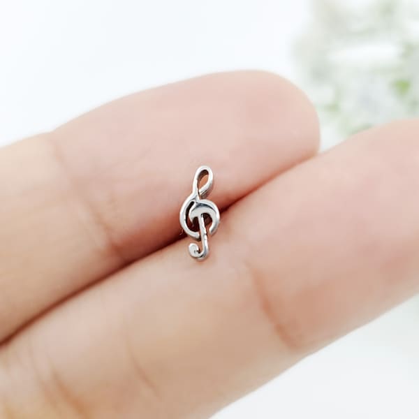 16G Treble Clef Whole Surgical Steel Stud, Cartilage Earring, Helix Piercing