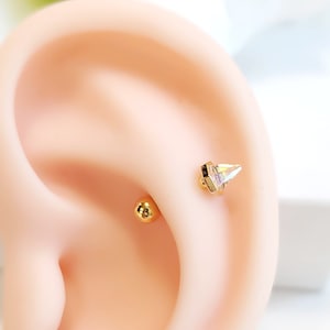 16G AB Cones Surgical Steel Stud Earring/Cartilage/ Helix Piercing Copy Photos
