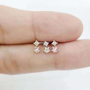 Piercing pequeno brilhante AB Star Stud 16G, 20G, 21G, cartilagem CZ, concha, piercing Hélix, brinco minimalista brilhante, joia com tema espacial