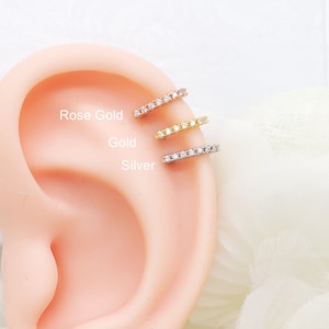 16G CZ Curved bar Surgical Steel Stud piercing, Cartilage, Helix Piercing