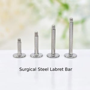 16G Externally Threaded Surgical Steel Labret stem Post Bar